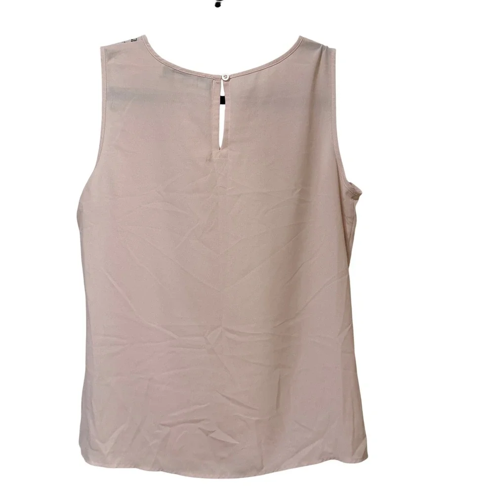Karl Lagerfeld Paris Womens Blush Pink Lace Yoke Sleeveless Blouse Small S - Picture 2 of 6
